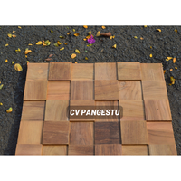 PANGESTU Panneaux muraux en mosaïque de teck recyclé modernes, insonorisés, à motif géométrique, pour la maison, le divertissement, la décoration des villas et le commerce