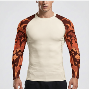 Men's Rash Guard Sports <b>Compression</b> <b>Shirt</b> Custom Printing Factory Direct Long Sleeve Rash Guard - Product Image 1