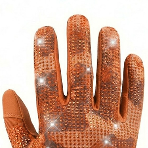 Guantes de Fútbol Americano con Pedrería, Estilo Nuevo, Color Naranja, Guantes Deportivos de Alta Calidad con Pedrería para Hombre - Product Image 3