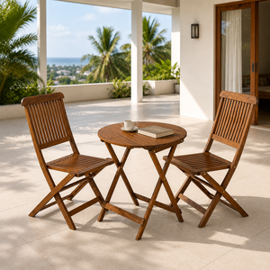 Solid Teak Wood Outdoor Bistro Set <b>Folding</b> <b>Table</b> and Chairs for Garden Patio Resort Villa - Product Image 4