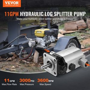Pompe hydraulique à bois à 2 étages 3000 PSI, 11 GPM, avec 1 entrée en aluminium et 1/2 sortie NPT, 3600 tr/min - Product Image 2
