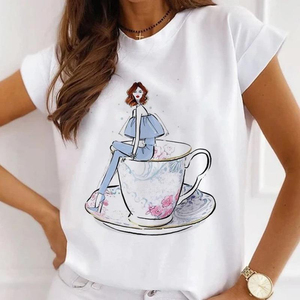 Camiseta de Verano Holgada con Cuello Redondo y Manga Corta Estampada para Mujer, Talla Grande, Camiseta Oversize para Mujer - Product Image 6