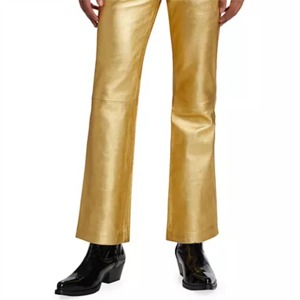 Nouveauté Pantalon en cuir tendance pour femmes Noir Coupe ajustée Pantalon en cuir véritable doux pour toutes les saisons - Product Image 3