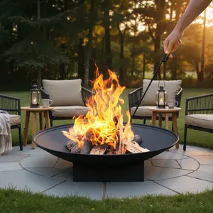 Brasero de Gas con Recorte Vertical y Arte Tribal, Brasero Indio de Acero Inoxidable, Decoración de Jardín Hecha a Mano de Alta Calidad - Product Image 1