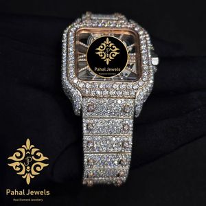 นาฬิกาเพชรหรู Pahal Jewels ตัวเรือนทรงสี่เหลี่ยม 40 มม. หน้าปัดอนาล็อก ตัวเลขโรมัน สายสแตนเลส ตัวล็อคแบบผีเสื้อ - Product Image 2