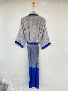 Kimono de baño de algodón hecho a mano vintage en gasa manga larga con cuello en V transpirable verano elegante - Product Image 2