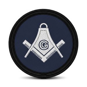 Écusson thermocollant en tissu pour regalia, brodé, rond, pour tablier de Loge Bleue Maçonnique, avec motif Truelle, Équerre et Compas, pour Franc-maçon - Product Image 4
