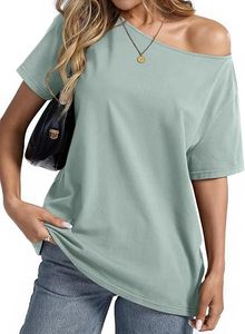 Camiseta Casual de Mujer con Hombros Descubiertos, 100% Algodón, Estampado Personalizado, Manga Corta, Top de Moda de Verano - Product Image 2
