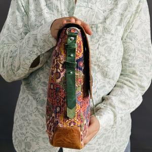 Genuine Leather Crossbody Bag Patterned Flap Shoulder <b>Laptop</b> BagLarge Capacity Lightweight <b>Handbag</b> for Travel Daily Use - Product Image 3