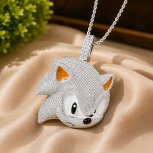 Iced Out Brilliant Round Cut Cartoon <b>Pendant</b> 14K Plated White <b>Gold</b> Moissanite Charm Men's Party Wear - Product Image 2