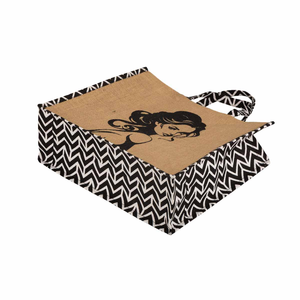 Beach Vibes Eco-Friendly Fashion Jute Tote <b>Bag</b> PP Webbing Handles <b>Medium</b> <b>Size</b> Geometric Pattern Zipper Closure Daily Outdoor Use - Product Image 2
