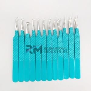 Pinzas para Extensión de Pestañas RMI Frozi con Punta Plateada con Recubrimiento en Polvo, Antiestáticas, Punta Lisa, Acero Inoxidable, Juego de 12 Puntas Diferentes - Product Image 1