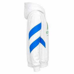 Custom Logo <b>White</b> Pullover Hoodie <b>Men</b> Blue Stripes Raglan Sleeve School Team Uniform <b>Sweatshirt</b> - Product Image 6