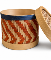 Boîte de rangement en bambou tissée à la main avec couvercle |   Organisateur décoratif, boîte à bijoux et à cadeaux