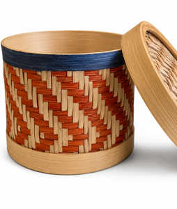 Boîte de rangement en bambou tissée à la main avec couvercle |   Organisateur décoratif, boîte à bijoux et à cadeaux - Product Image 3