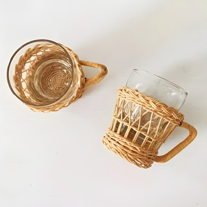 Drinkware Drink Cup Rattan <b>Wrapped</b> Cover with Handle Glass Pitcher Set Best Selling <b>Kitchen</b> Tabletop Decor - Product Image 2