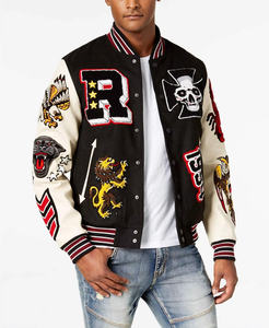 OEM Customized <b>Hip</b> Hop Streetwear Plus Size Letterman Jacket Quality Chenille Embroidery Baseball Leather Sleeve Varsity Jacket - Product Image 6