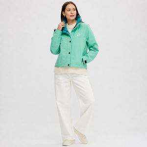 Y2K Streetwear Mint Green Women’s Cropped Outdoor Shell Men's <b>Jackets</b> High Collar <b>Lightweight</b> Windbreaker for Custom Bulk Orders - Product Image 5