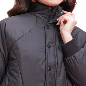 Women's Quilted Bomber Jacket Stand Collar Full Sleeve Winter Warm <b>Coat</b> Solid Color Polyester Puffer Jacket Short Length - Product Image 5