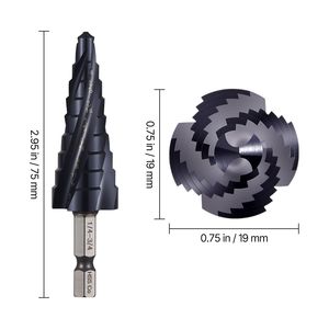 Punta da trapano a gradini multiuso in acciaio HSS al cobalto con rivestimento TiAlN, da 1/4 e 3/4 di pollice, a quattro scanalature a spirale, con codolo esagonale da 1/4 di pollice - Product Image 2