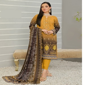 Trajes Punjabi para Mujer Bin Hameed GULFISHAN, Ropa de Uso Diario, Estilo Pakistaní e Indio, Salwar Kameez de Lino Bordado, Étnico y Moderno - Product Image 4