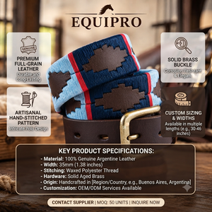 เข็มขัดถักแบบลำลอง Equipro สีน้ำเงิน สีแดง สีน้ำตาล หัวเข็มขัดรูปสี่เหลี่ยมผืนผ้า โลหะผสม เป็นมิตรกับสิ่งแวดล้อม ตกแต่งด้วยมือ ทนทาน ขนาด 3.5 ซม. 85-110 ซม. - Product Image 4