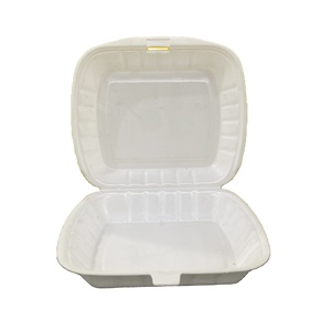 White Disposable Clamshell Food <b>Container</b> Single Compartment Takeaway Lunch Box - Product Image 1