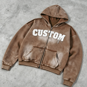 OEM/ODM Custom Logo Distressed Acid Wash Hoodies <b>Men</b> Oversized Baggy Vintage Drop Shoulder Premium Boxy Streetwear Faded Hoodie - Product Image 4
