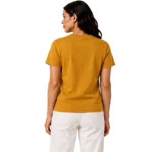 เสื้อยืดคอกลมผ้าฝ้ายปักลายดอกไม้สีขาวสำหรับผู้หญิง แบรนด์มัสตาร์ด แขนสั้น สไตล์ลำลอง รับผลิตตามแบบ OEM คุณภาพพรีเมียม แฟชั่นฤดูร้อน - Product Image 2