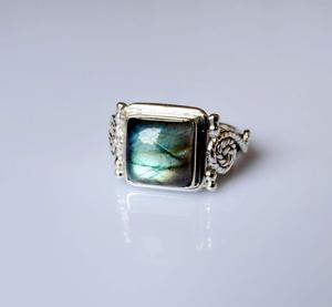 Labradorite Silver <b>Ring</b> 925 Sterling Silver Handmade Women's Statement Promise <b>Ring</b> <b>Cushion</b> shape Gemstone Jewelry Gift for Her - Product Image 6