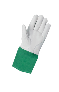 Holy Signs International HSI-0017 Leather Welding <b>Gloves</b> Green Cuff Straight Thumb Cotton Liner Molten Metal Splash Resistance - Product Image 3