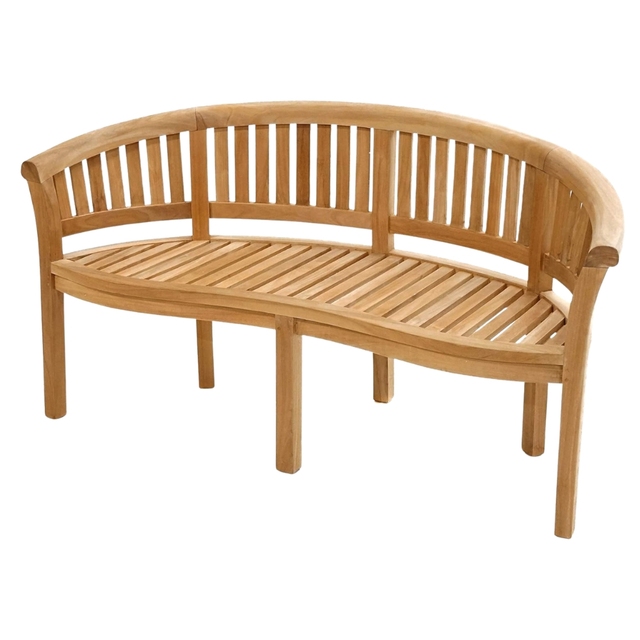 Modern Curved Teak Garden Bench Premium Outdoor Banana Style Durable Solid Wood Patio Furniture 4-Seater Villa Park Hotel Water