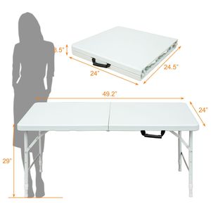 Tavolo Pieghevole Portatile da 120 cm per Uso Interno ed Esterno, Portata Massima 135 kg, Tavolo Bianco Pieghevole per Campeggio - Product Image 2