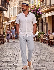 Pantalon décontracté pour homme en tissu peigné respirant, séchage rapide, écologique, avec cordon de serrage, coupe décontractée, mi-droite, été - Product Image 3