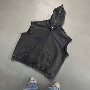 Sweat-shirts amples pour hommes, style décontracté streetwear, avec épaules tombantes, col à capuche, sans manches, coupe carrée, pour l'hiver - Product Image 2