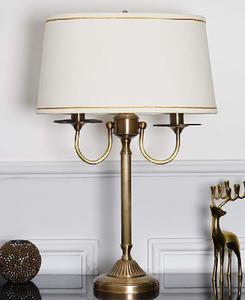 Traditional Brass Table Lamp With White Fabric Drum Shade E27 LED Warm <b>Light</b> Living Room Decorative <b>Lighting</b> - Product Image 4