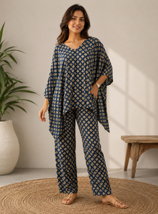 Ensemble coordonné imprimé pour femmes avec haut ample et pantalon à jambes larges pour un look décontracté d'été, tenue deux pièces - Product Image 6