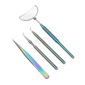 Nouvel Outil de Beauté Personnalisé : Pince à Épiler pour Extensions de Cils en Acier Inoxydable Multicolore (4 Pièces) avec Miroir et Logo Personnalisé 2026 - Product Image 1