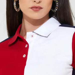 Best Selling Quick Dry <b>Women</b> Polo <b>T</b> <b>Shirt</b> Breathable Causal Wear Color Blocked Short Sleeve Casual Red <b>White</b> Woman Polo <b>T</b> <b>Shirt</b> - Product Image 5
