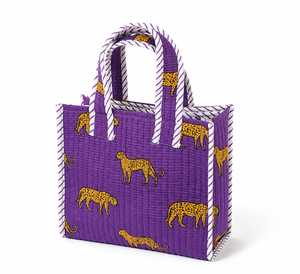 Bolso Tote Acolchado Floral Morado de Veer Handicrafts con Asas a Rayas, Estilo Bohemio, Aislado, para Compras, Uso Diario y Viajes, Material de Algodón - Product Image 2