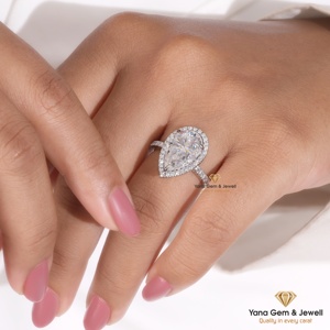 Bague de luxe en or massif 14 carats avec diamant CVD de laboratoire de 4,00 carats, taille poire, clarté VVS2, couleur F, certifiée IGI, pour femme - Product Image 3