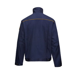 เสื้อแจ็คเก็ตทำงานอุตสาหกรรม OEM ทนทาน ผลิตจากผ้าฝ้ายผสมโพลีเอสเตอร์ เสริมความแข็งแรงบริเวณข้อศอก มีกระเป๋าหลายช่อง ชุดยูนิฟอร์มนิรภัยสำหรับแรงงาน  จำนวนสั่งขั้นต่ำน้อย  กระเป๋าแบบติดกระดุม - Product Image 2