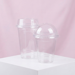 Clear Round PP <b>Plastic</b> <b>Cup</b> 95mm With Dome Lid Beverage Disposable <b>Cups</b> 12 16 22 oz for Coffee Tea Milk - Product Image 1