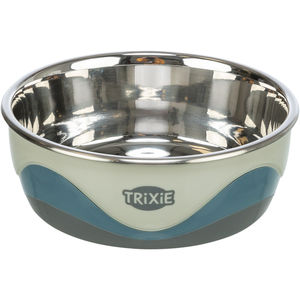 Bol pour animaux de compagnie en acier inoxydable et silicone, 1,4 l, blanc et bleu, antidérapant, pour chiens et chats - Product Image 2