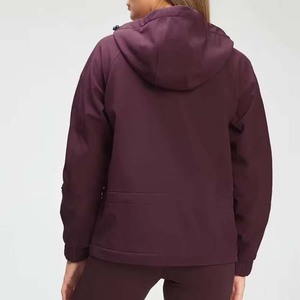 Chaqueta Cortavientos con Capucha para Mujer, Manga Larga, Color Sólido, Cierre de Cremallera, para Otoño, 100% Poliéster, Forro Tejido - Product Image 4