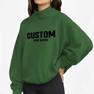 Sudadera Oversize Personalizada de Algodón Suave con Cuello Alto y Forro Polar Bordado para Mujer, Estilo Urbano, Ecológica, para Otoño - Product Image 2