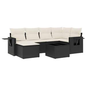 Grand ensemble de canapés de jardin modulaires en rotin PE noir, élégant et durable, mobilier d'extérieur - Product Image 2