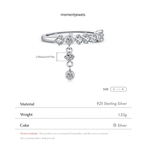 Bague Goutte d'Eau en Argent Sterling 925 avec Zircon, Anneau Géométrique de Mariage pour Femme, Bijou de Soirée - Product Image 5