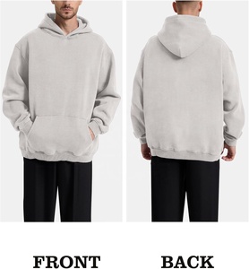 Sweat à capuche pour homme grande taille, coupe ample, épais, doublé polaire, 100% coton, chaud, décontracté, avec appliqué tricoté - Product Image 2