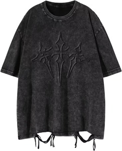 Camiseta de Hombre Estilo Hip Hop, Lavada con Ácido, 100% Algodón, Corte Holgado, Estilo Urbano, Diseño Personalizado de Alta Calidad - Product Image 3